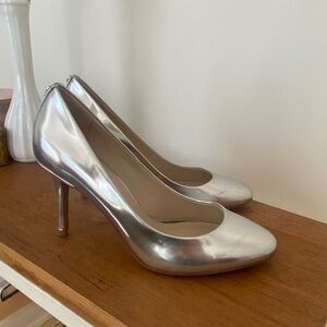 Coach Nala mirror metallic glam silver heels